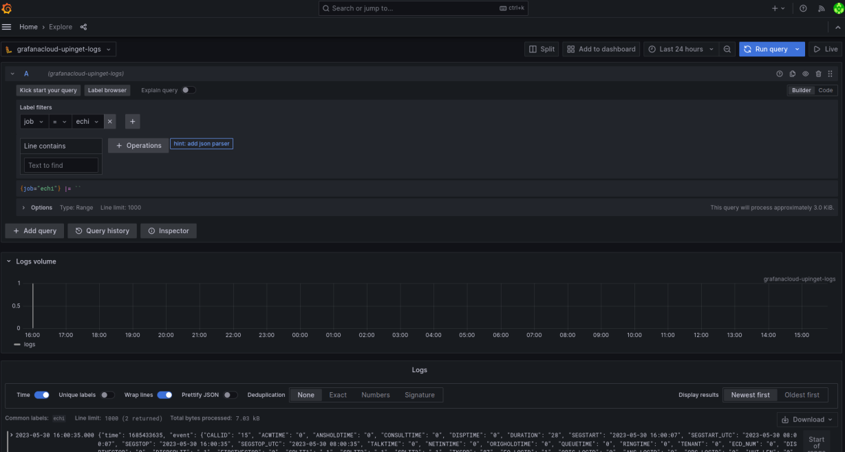 Grafana Loki for Avaya CDR / ECH Data | UPINGET